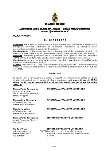 ordinanza piazza Porta Ravegnana.pdf - Comune di Bologna