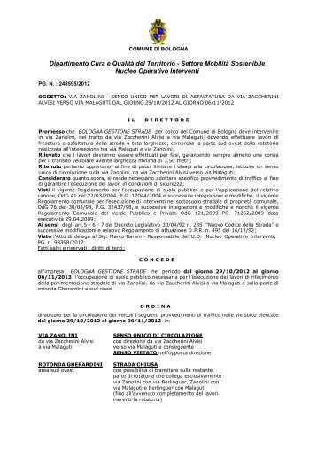 Dipartimento Cura e QualitÃ  del Territorio - Settore MobilitÃ  ...