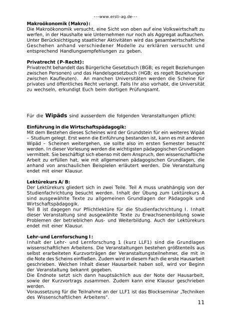 Erstsemesterzeitung - bei der Fachschaft WiWi Mainz!