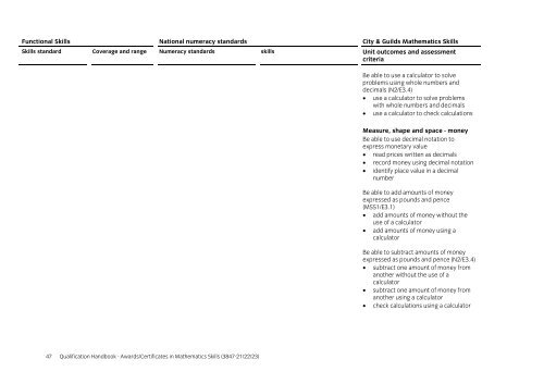 Awards/certificates in mathematics skills (3847-21/22 ... - City & Guilds