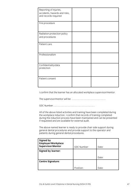 Level 3 Diploma in Dental Nursing (5234-31/93) - City & Guilds