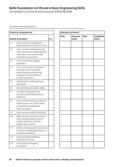 Skills Proficiency awards in Basic Fabrication ... - City & Guilds