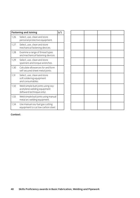 Skills Proficiency awards in Basic Fabrication ... - City & Guilds
