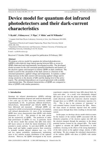 Device model for quantum dot infrared photodetectors and their dark ...