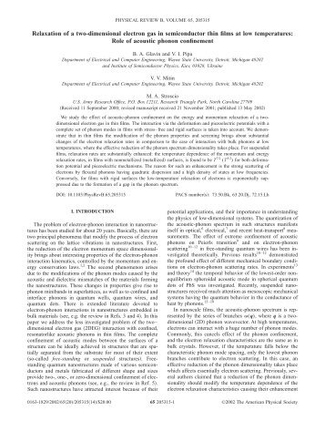 Relaxation of a two-dimensional electron gas in semiconductor thin ...