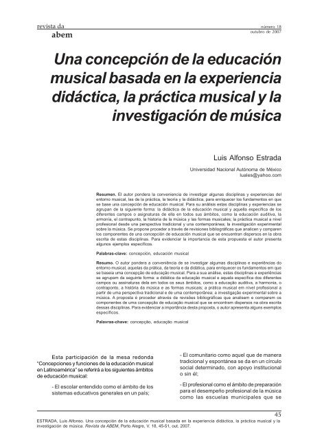 Una concepción de la educación musical basada en - ABEM