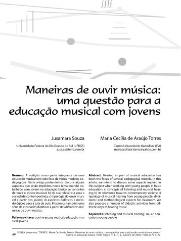 Maneiras de ouvir música: uma questão para a educação ... - ABEM