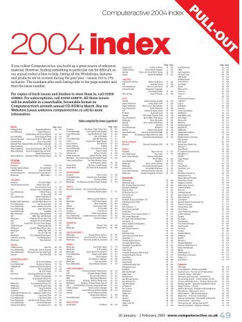 Computeractive 2004 index PULL-OUT