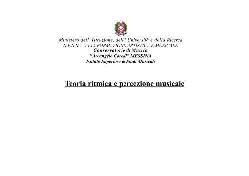 Teoria ritmica e percezione musicale - Conservatorio âA. Corelliâ