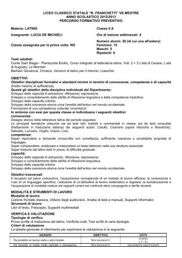Latino - Liceo Ginnasio Statale Â«Raimondo Franchetti
