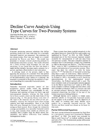 Decline Curve Analysis Using Type Curves for Two-Porosity Systems