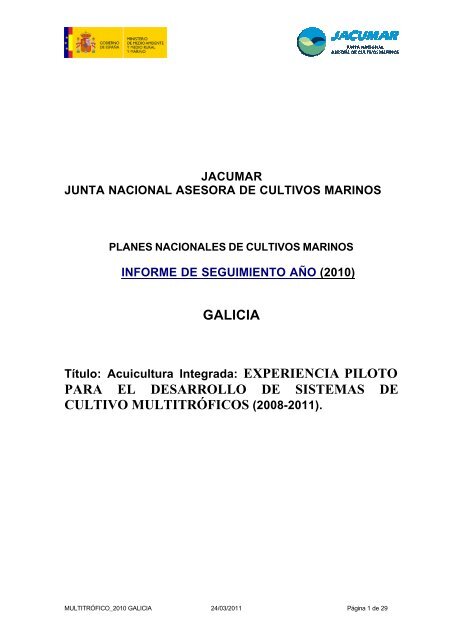 jacumar junta nacional asesora de cultivos ... - Acuicultura Integrada