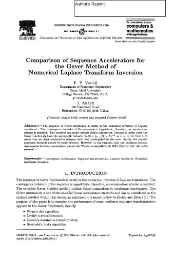 Comparison of Sequence Accelerators for the Gaver Method of ...