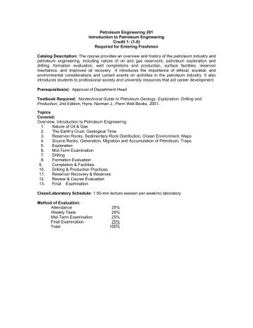 Course Syllabi - Harold Vance Department of Petroleum ...