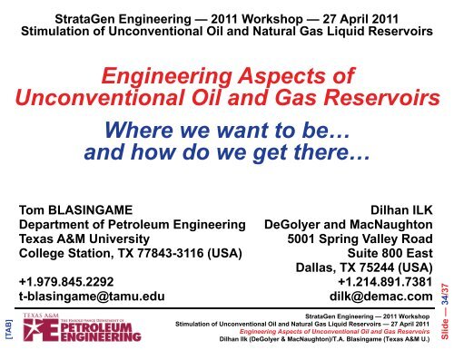 Engineering Aspects of Unconventional Oil and Gas Reservoirs ...