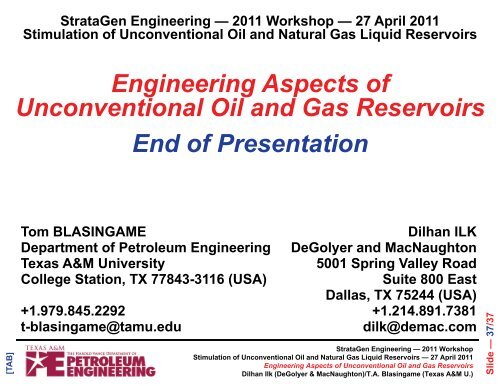 Engineering Aspects of Unconventional Oil and Gas Reservoirs ...