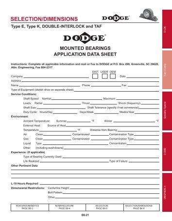 SELECTION/DIMENSIONS - Dodge-pt.com