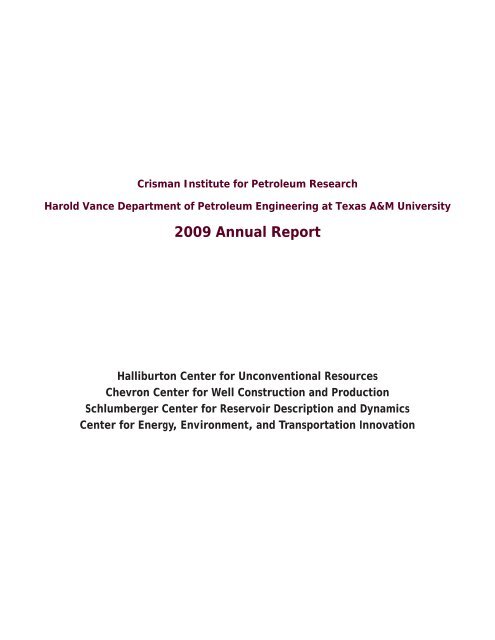 Crisman Annual Report 2009 - Harold Vance Department of ...
