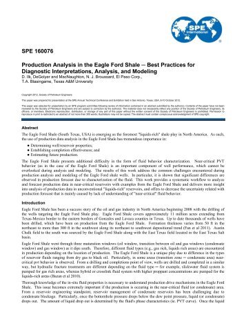 Production Analysis in the Eagle Ford Shale--Best Practices for ...