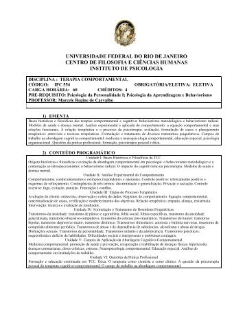 Terapia Comportamental - Instituto de Psicologia da UFRJ