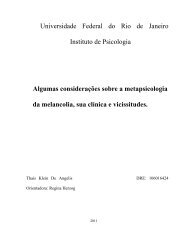 Algumas consideraÃ§Ãµes sobre a metapsicologia da melancolia, sua ...