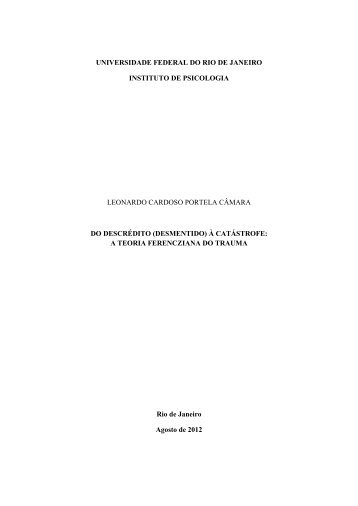 a teoria ferencziana do trauma - Instituto de Psicologia da UFRJ