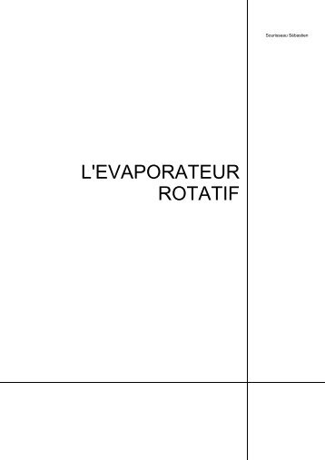 L'EVAPORATEUR ROTATIF - UniversitÃ© d'Angers