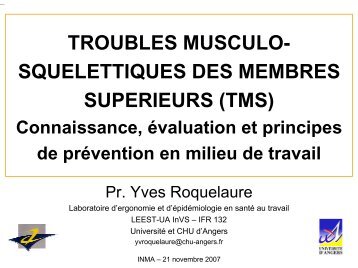 Troubles musculo-squelettiques des membres supÃ©rieurs