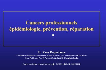 Cancers professionnels - UniversitÃ© d'Angers