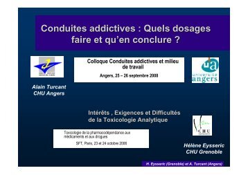 Conduites addictives : Quels dosages faire et qu'en conclure