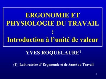 Ergonomie et physiologie du travail - UniversitÃ© d'Angers