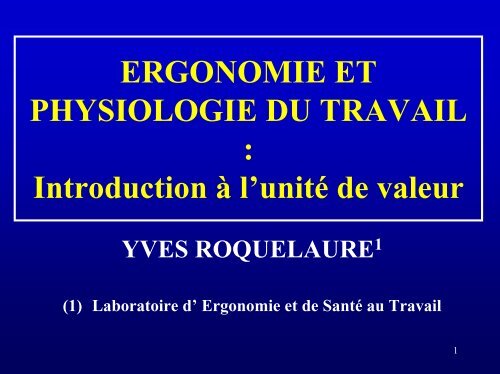 Ergonomie et physiologie du travail - UniversitÃ© d'Angers