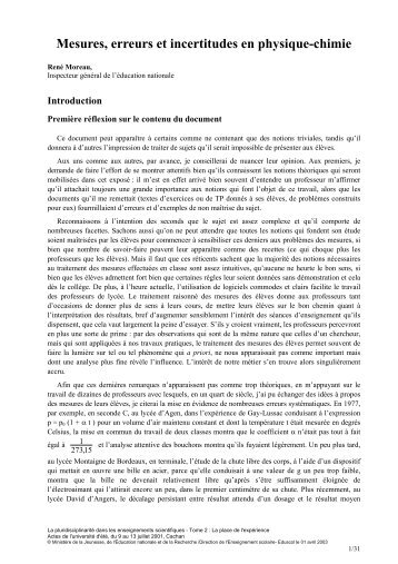 Mesures, erreurs et incertitudes en physique-chimie - Union des ...