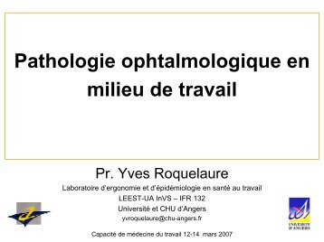 Pathologie ophtalmologique en milieu de travail - UniversitÃ© d'Angers