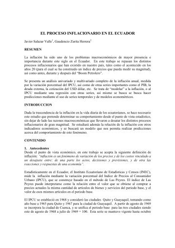 el proceso inflacionario en el ecuador - DSpace en ESPOL