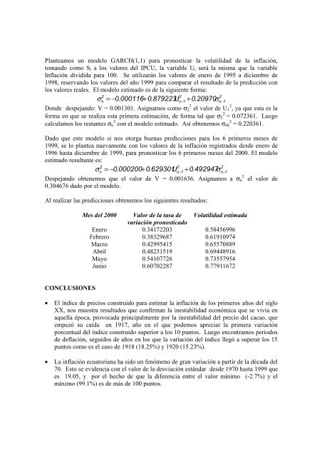 el proceso inflacionario en el ecuador - DSpace en ESPOL