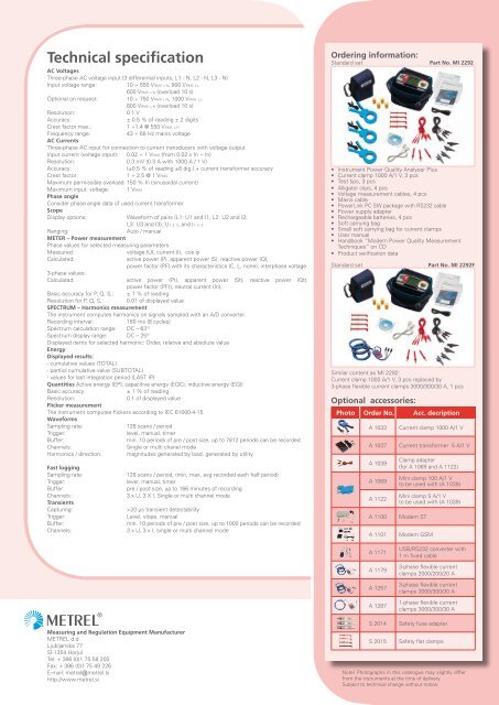 Power Quality Analyser Plus MI 2292 - Metrel