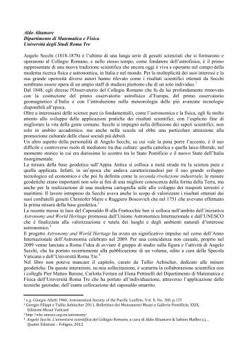 Angelo Secchi. L'avventura scientifica del Collegio Romano - GINA ...