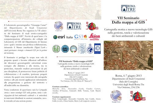 Dalla mappa al GIS - GINA - UniversitÃ  degli Studi Roma Tre