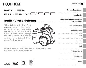 Handbuch FINEPIX S1500 - Digitalkameras