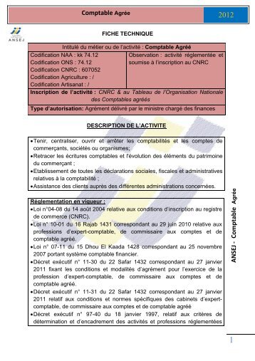 ANSEJ - Comptable Comptable AgrÃ©e