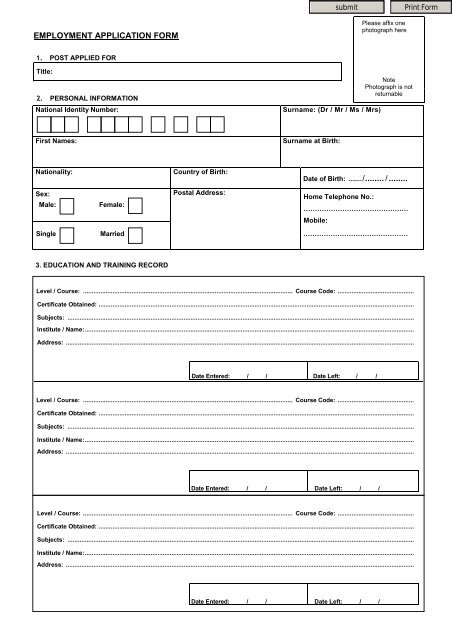job application form - Air Seychelles