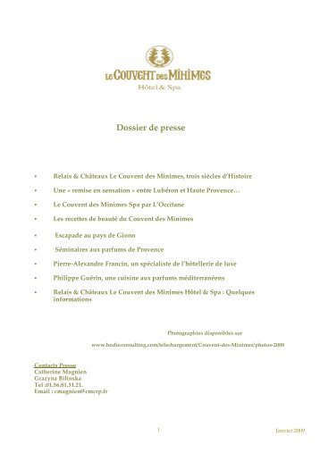 P Dossier de presse - Couvent des Minimes