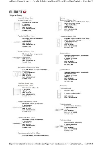 Page 1 of 2 Allibert - En savoir plus ... - La salle de bain - Meubles ...