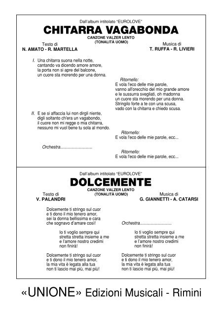 CHITARRA VAGABONDA Â«UNIONEÂ» Edizioni Musicali ... - Novalis