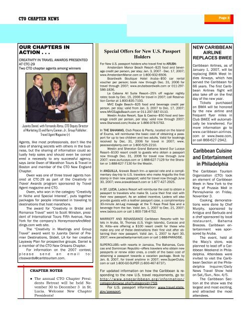 View CTO Chapter Newsletter - 2007 - Caribbean Tourism ...