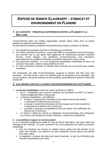 Syndicat et environnement en Flandre - RISE