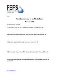 Questionnaire sur la qualitÃ© de l'eau Niveau 9-12