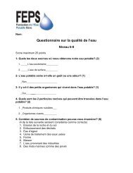 Questionnaire sur la qualitÃ© de l'eau