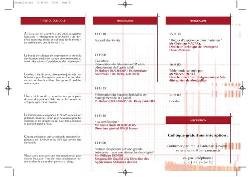 Colloque gratuit sur inscription : - GEQC Groupe d'Experts Qualité ...